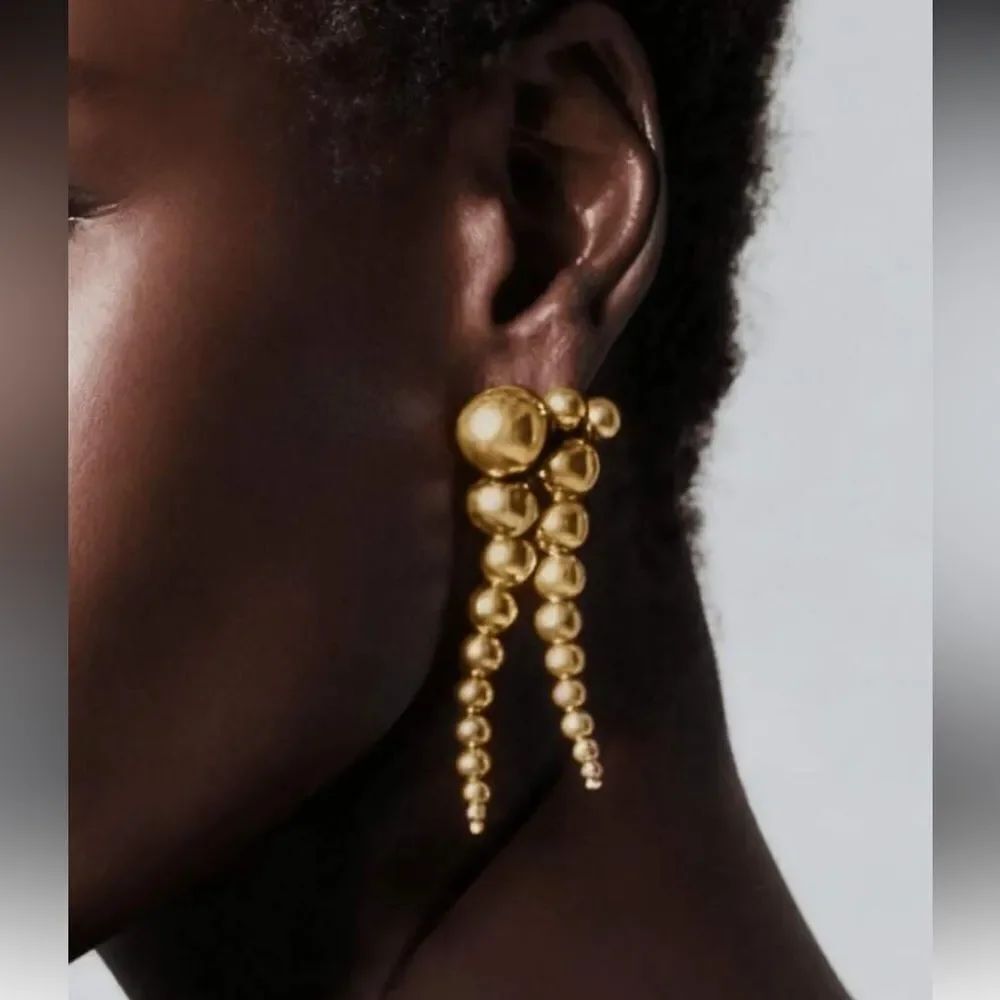 Gold Beaded Drop Earrings A1730